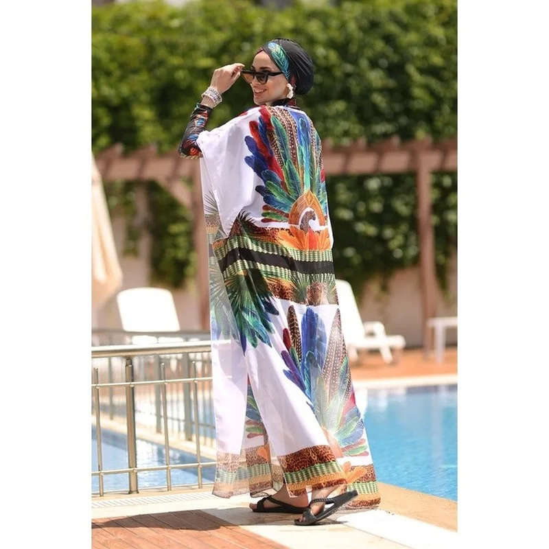Muslim Swimwears Women Polyester Quick Dry Modest Hijab Swimsuit 4 Pcs Long Sleeves Print lslamic Burkini bañador 2022 New Gift