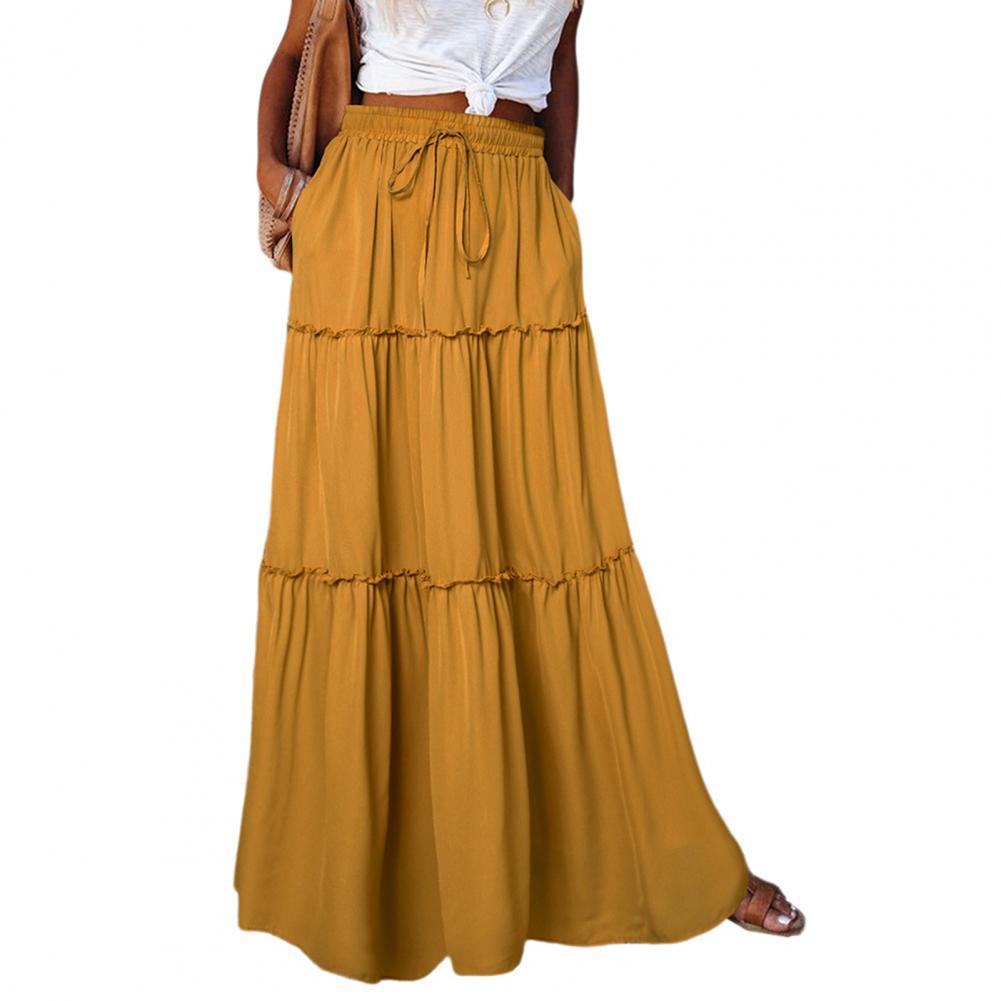 Saias plissadas vintage plissadas, Maxi-shirt, A-Line Boho,