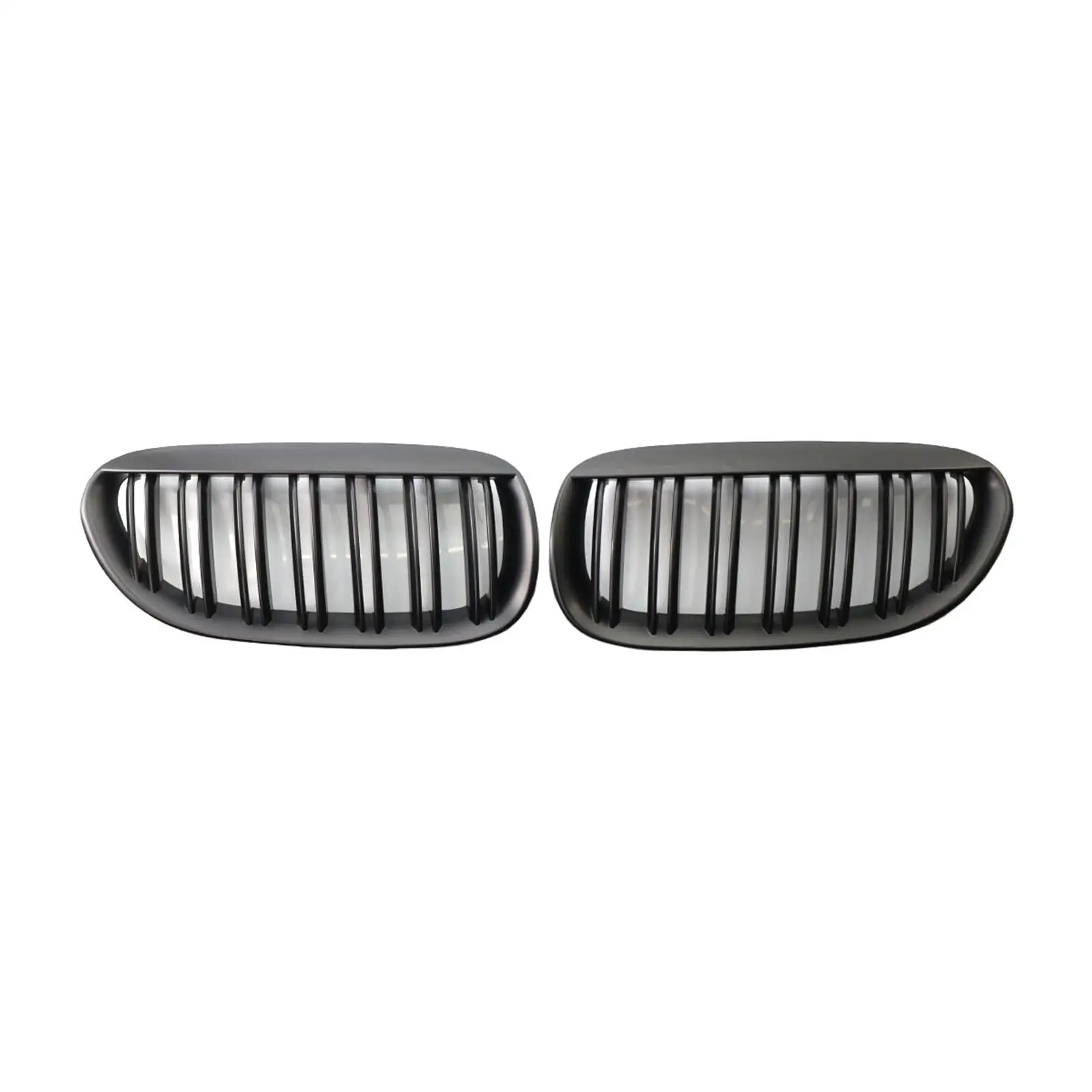 Set of 2 Gloss Black Double Line Front Grille Grill Replaces for E63