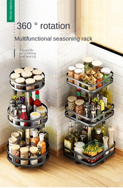 Multifunctional Storage Rack Rotating Shelf Double-layer Cabinet Medicine  Organizer Kitchen Shelf Spice Rack Food Storage Box - AliExpress