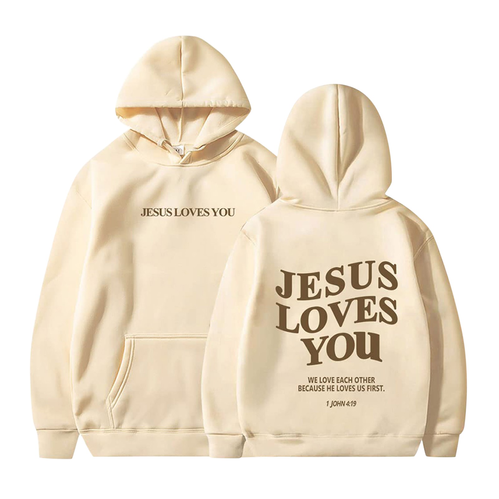 Title 2, Jesus Loves You Felpa con cappuccio grafica ove...