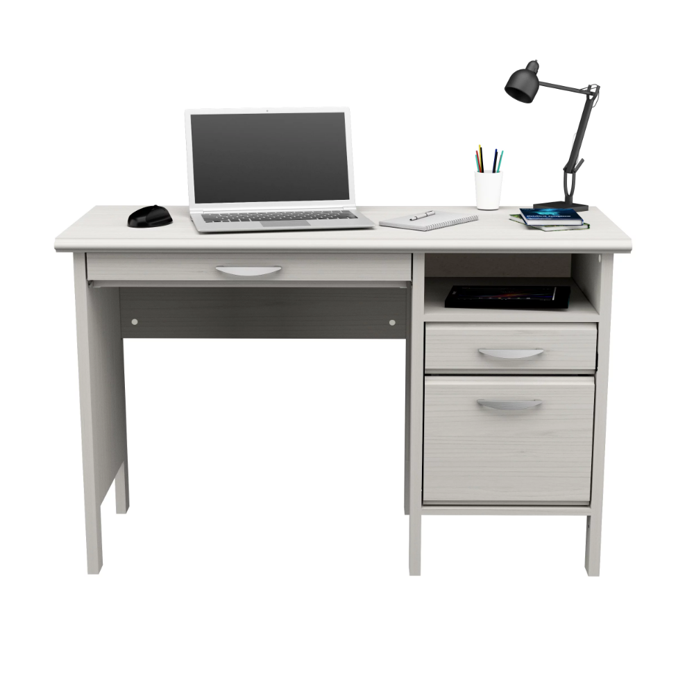 Description Picture 4 of itemLaminate Computer Desk with 2 Drawers and Open Storage, Washed Oak