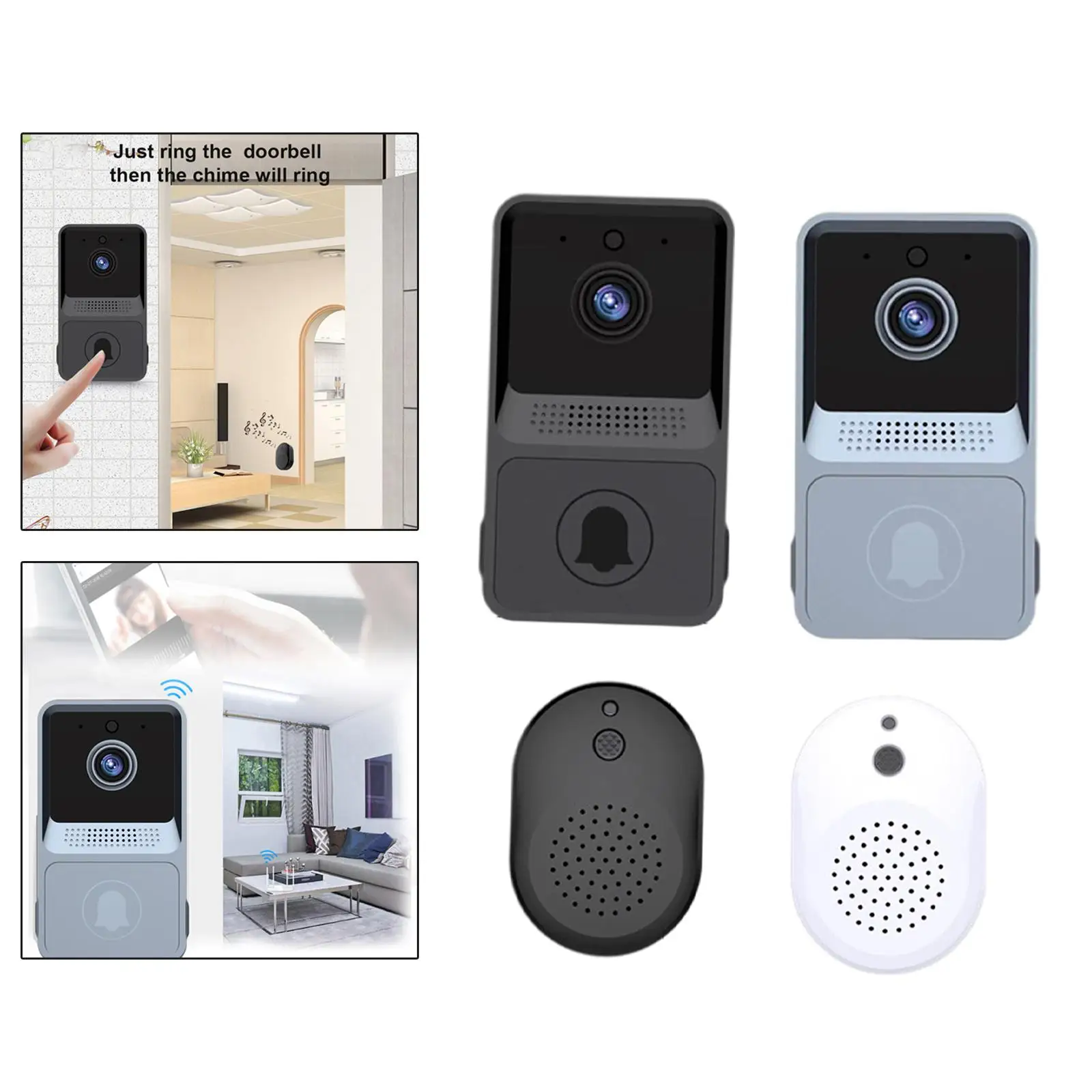 WiFi Video Doorbell Rechargeable with Cloud Storage Doorbell Camera Video Doorbell Camera for Video Recording Outdoor Door Phone