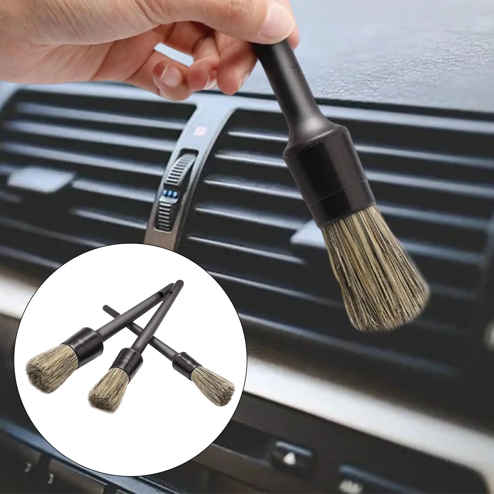 Set of 3 Pcs Detailing Brushes for Car Multi Purpose for WashingInterior