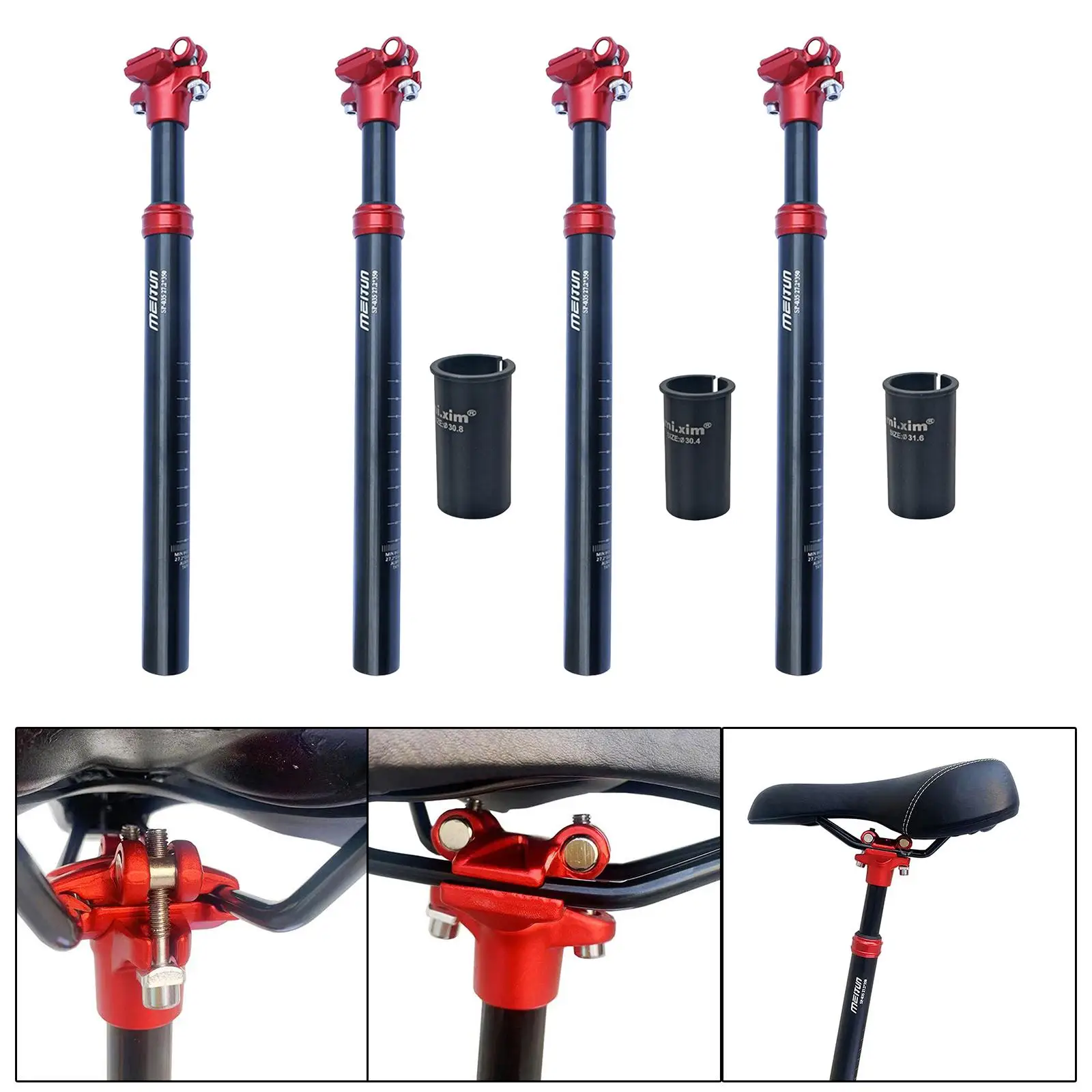 Durable Bike Seat Post, Cycling Components Tube Pole, Vibration Absorb Aluminum