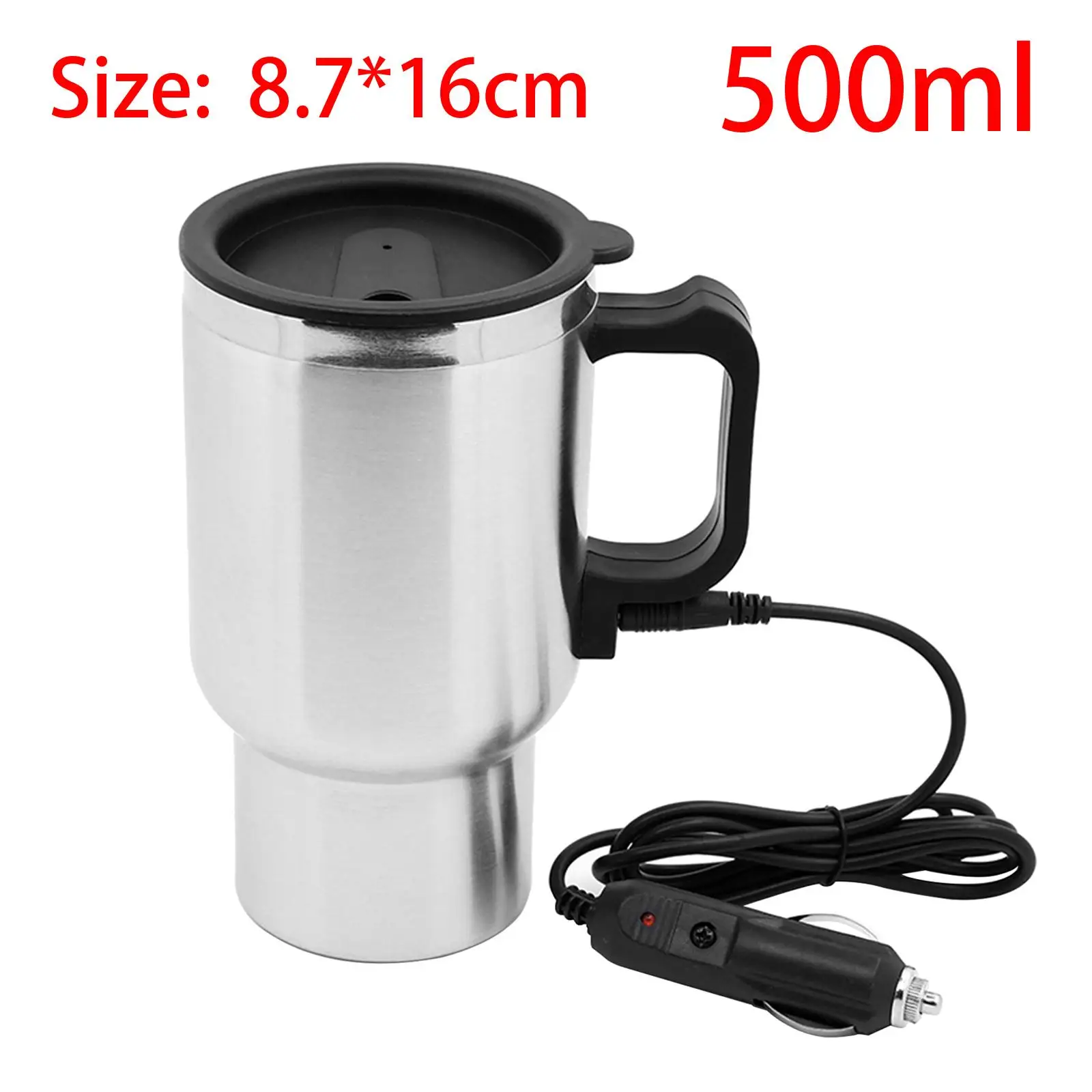 12V Car Heating Cup 500ml Heater Insulated Heated Mug Car Kettle for Tea Heating Water Milk Cars Trucks Coffee