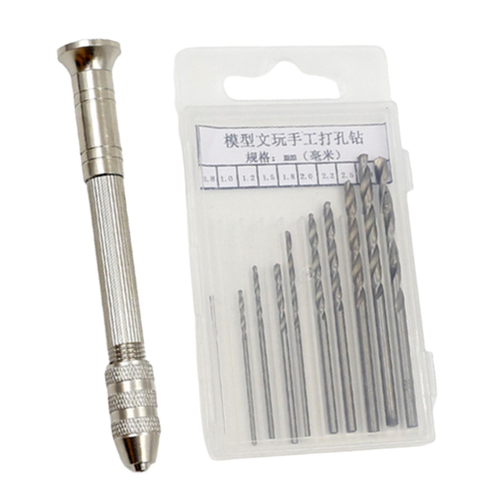 Pin Vise Hand Drill Bits 0.5-3.0mm Mini Twist Drill Bits Set for Model Making Tipped Bead