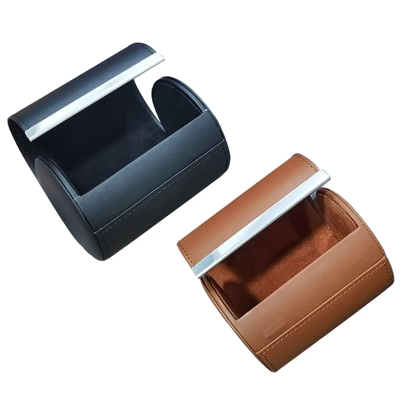 Travel Tie Case Tie Box for Men Storage Case 8.5cmx11cm Tie Roll Portable PU Leather Neck Tie Box Antiwrinkle Tie Organizer Box