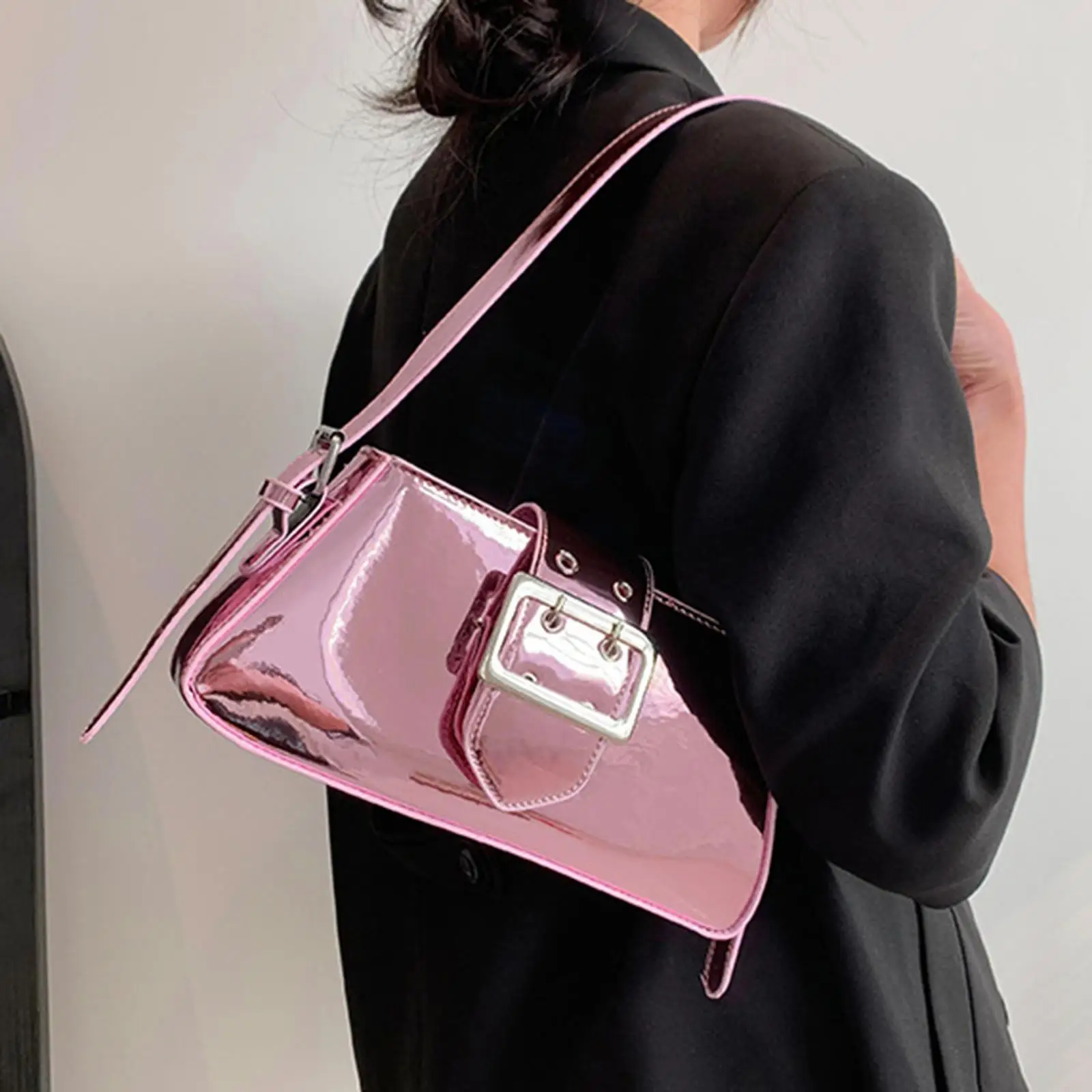 Women Shoulder Bag Glossy Handbag Pouch Underarm Bag for Spring Outdoor