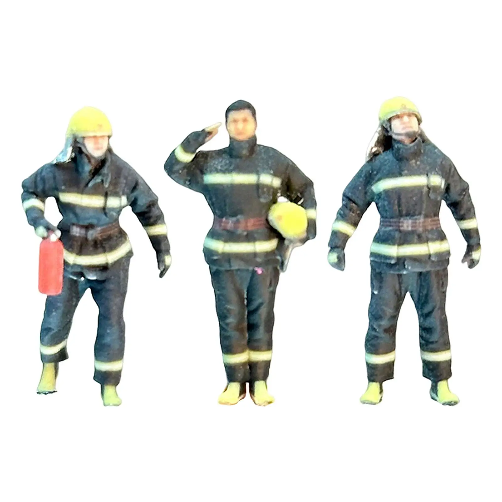 1/64 Resin Firefighter Figures Miniature Model Tiny People Model for Photography Props Micro Landscapes Building Diorama Decor