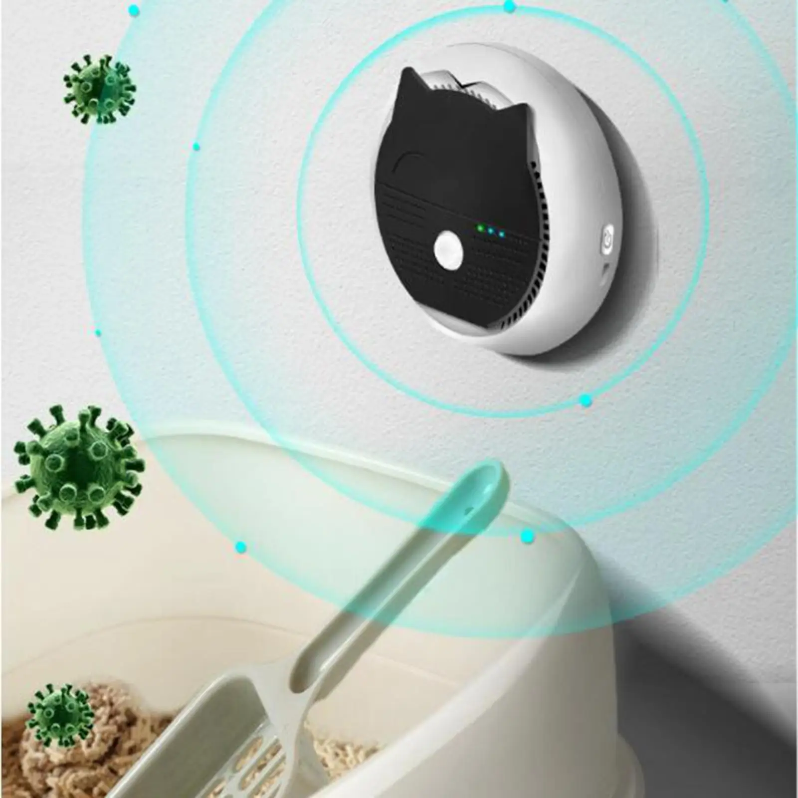 Cat Smart Litter Box Deodorizer USB Charging Litter Box Odor Eliminator 3600 mAh for Toilet Kitchen Lightweight 99% Dust-Free