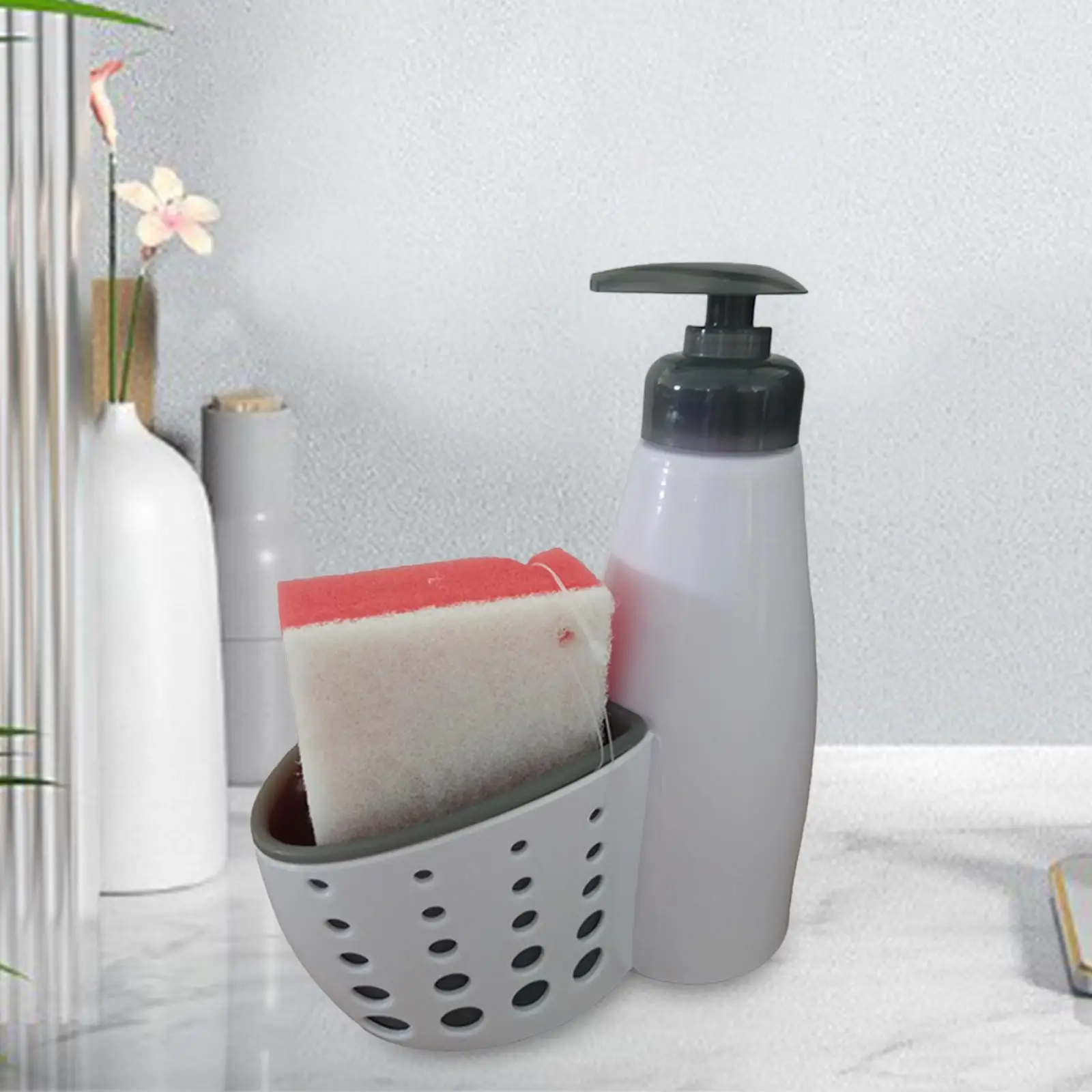 Soap Dispenser with Sponge Holder, 2 in 1 Soap Dispenser Sponge with Storage Box for Bar Hotel Accessories