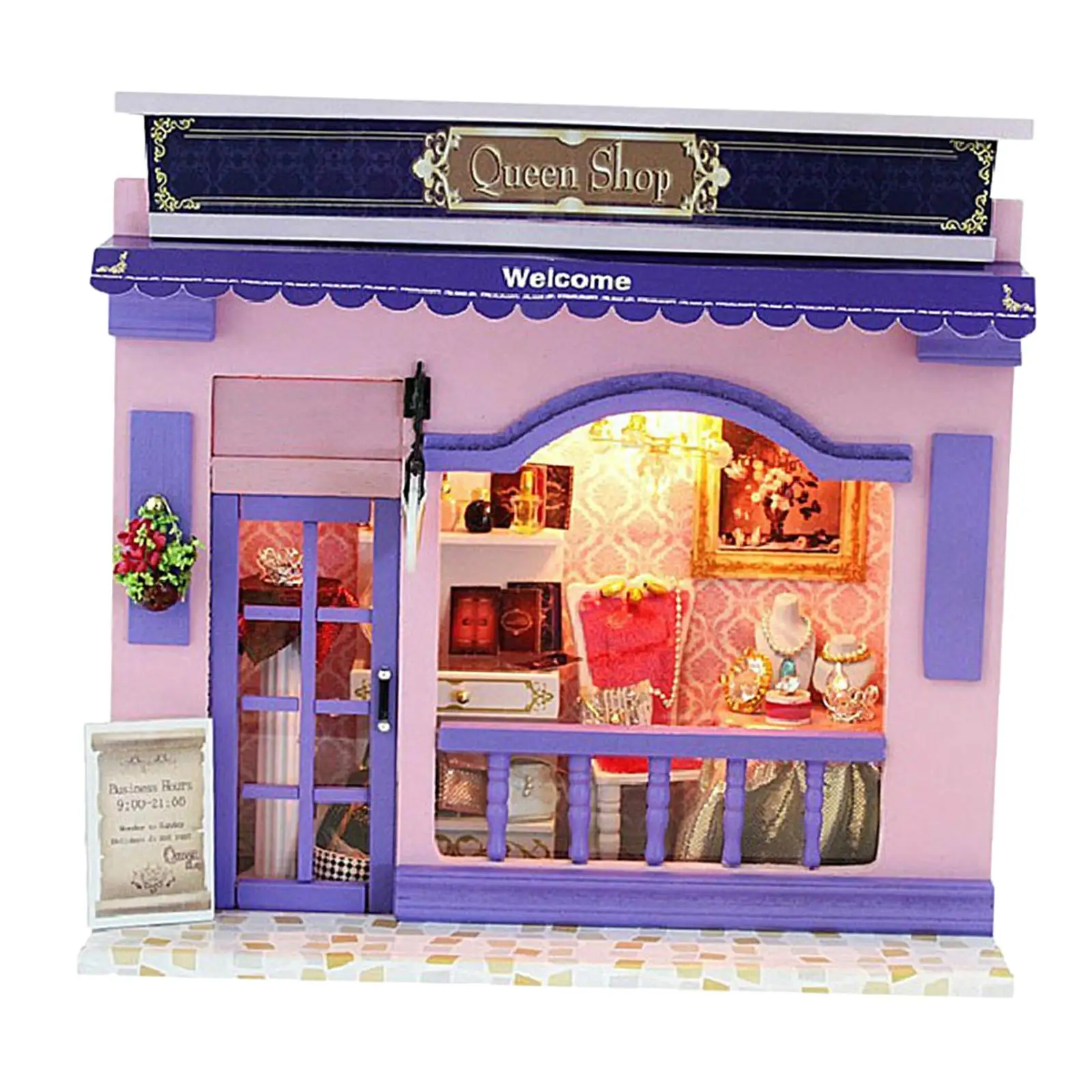 Wooden Doll Home Miniature Kit DIY Creative Room with Furniture Light Light Ornament Store Birthday Gift for Teenagers