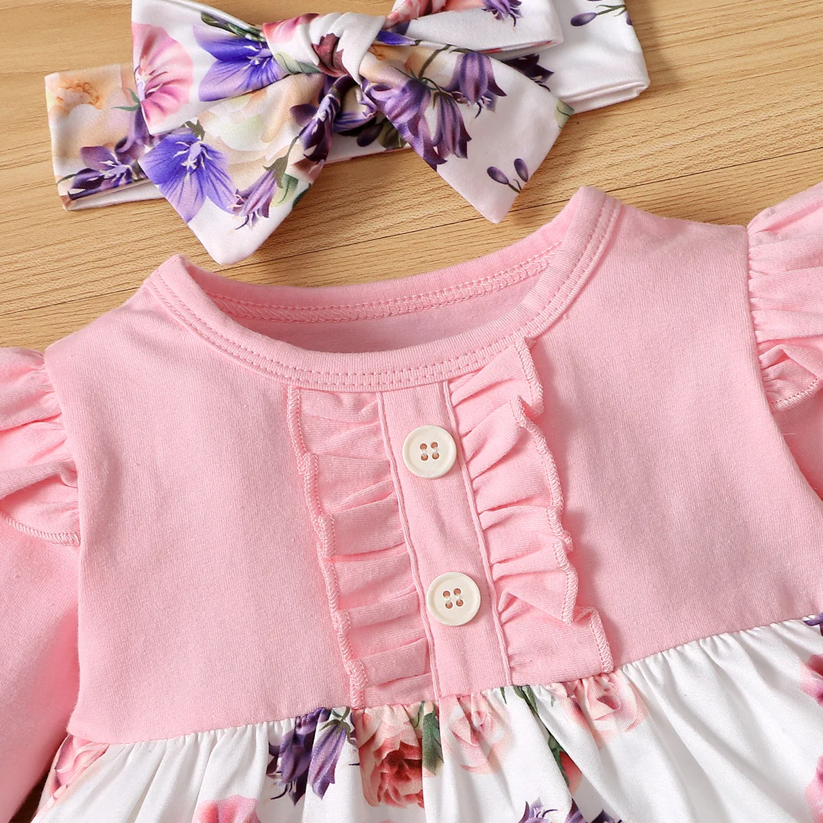 3-24M Fall Newborn Girl Clothing Baby Girl Clothes Set Infant Yellow Print Floral Bow Top + Pants Toddler Baby Girl Outfit warm Baby Clothing Set