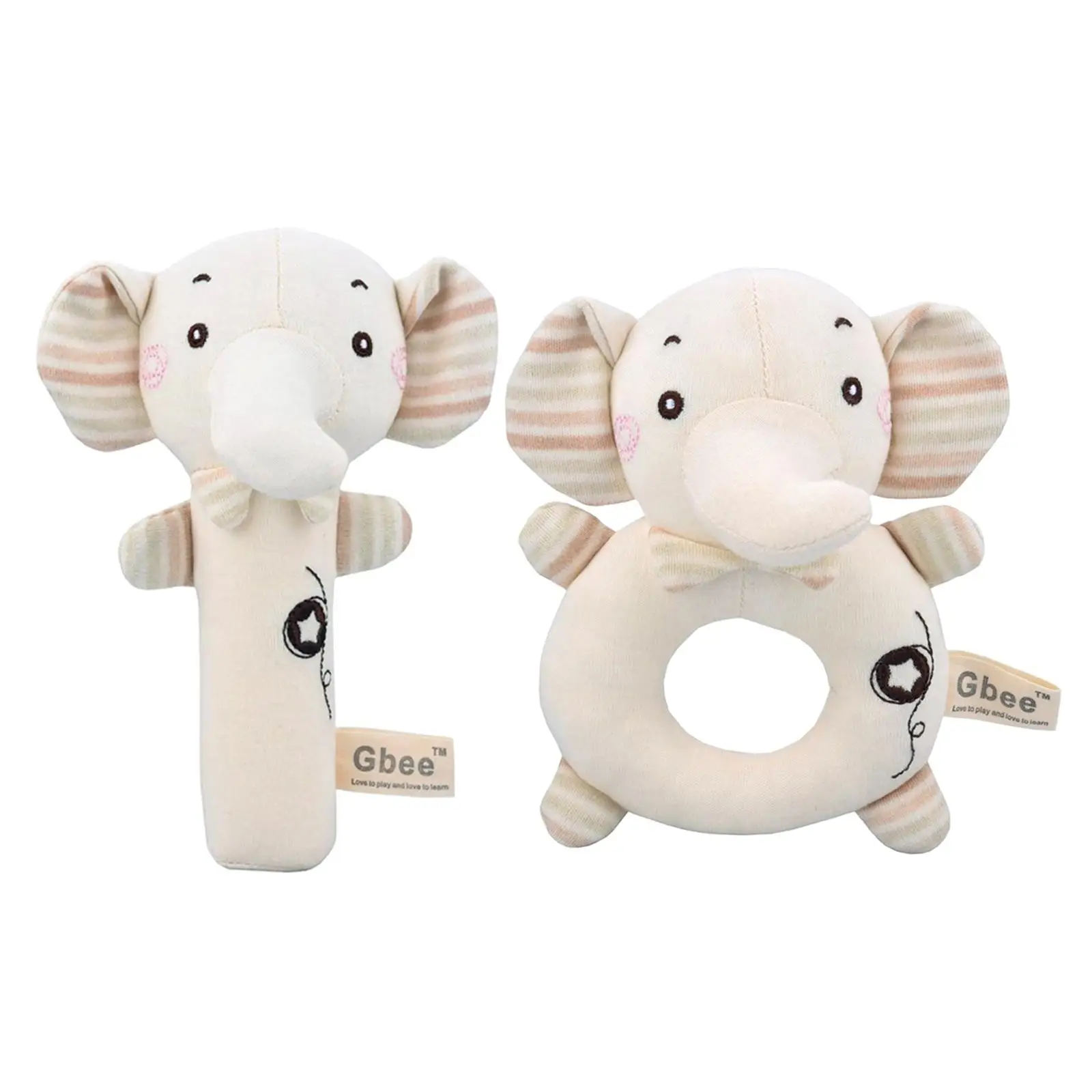 2 Pieces Animal-Shaped Infant Rattles Shaker handheld grip Toys Handheld Rattles Squeakers Stuffed for   Newborn