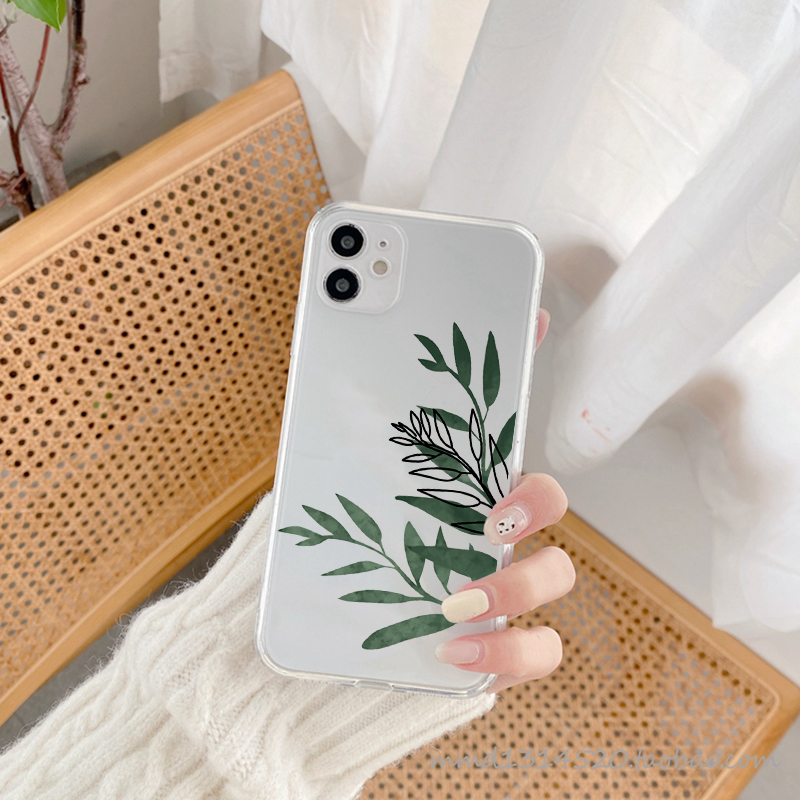 JAMULAR Nette Kaktus Grün Blatt Klar Telefon Fall Für iPhone 11 12 13 Pro Max X XS XR SE2 7 8 6Plus Lustige Pflanzen Weiche TPU Abdeckung – Detail 6