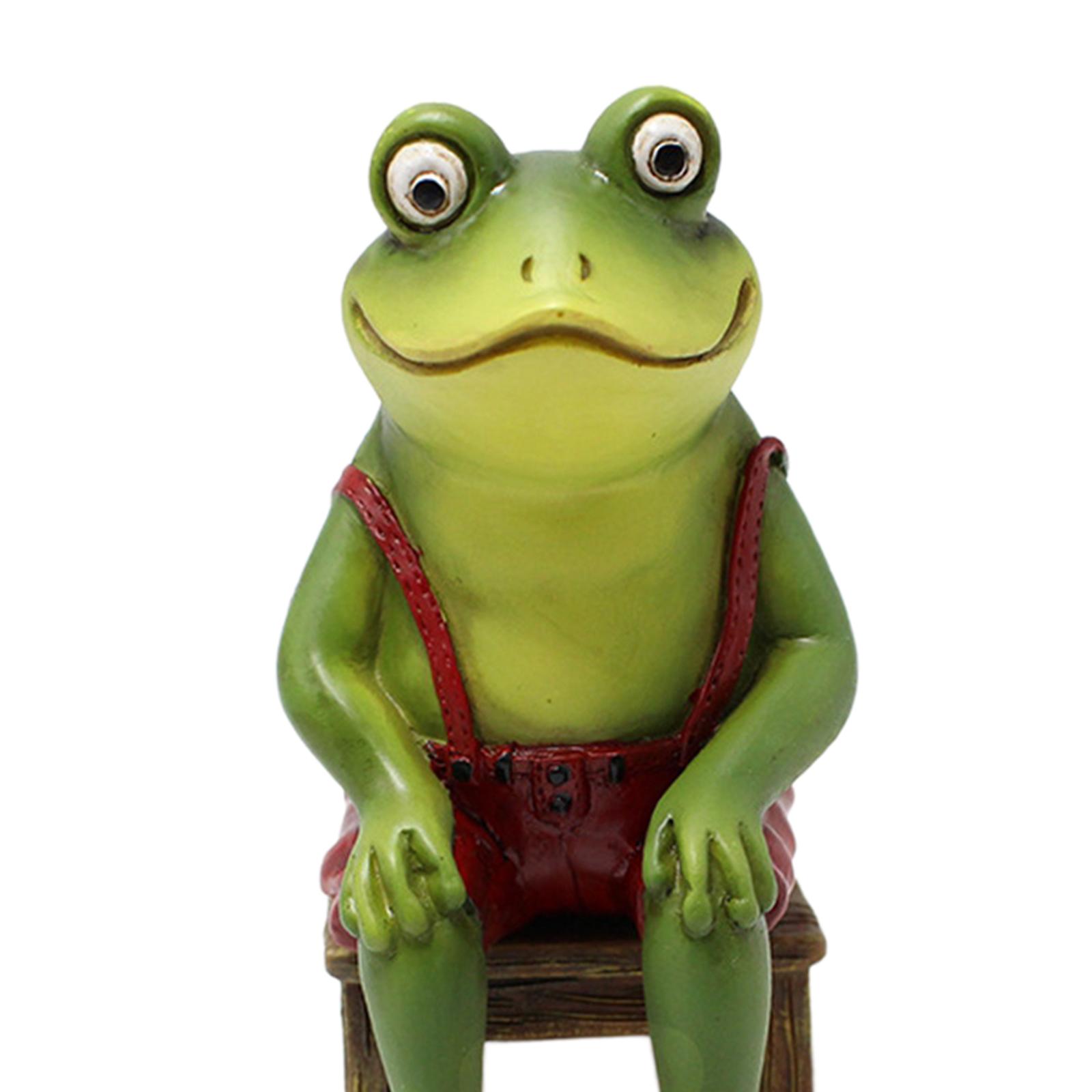 Novelty Frog Figurine Craft Sculpture for Tabletop Bedroom Decorations