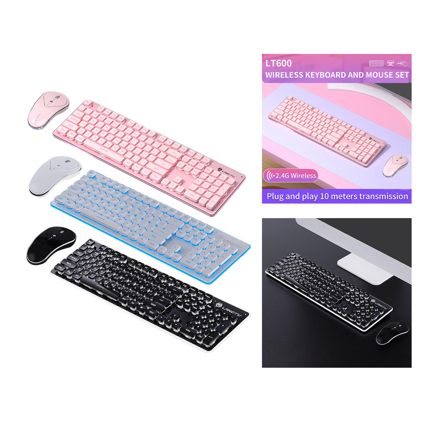 Compact 2.4G Wireless Keyboard Mouse Combo 104 Keys Ergonomic Shape Chocolate Keycaps Keyboard Mouse Set for Notebook Computer