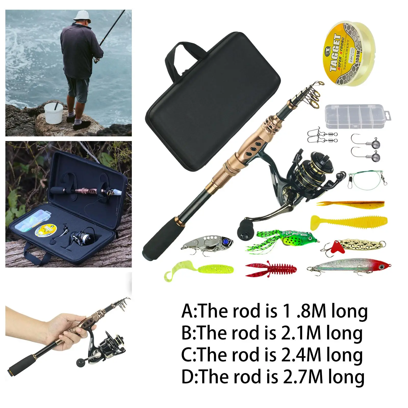 Fishing Rod Combos Set Carrier Bag for Kids Adults