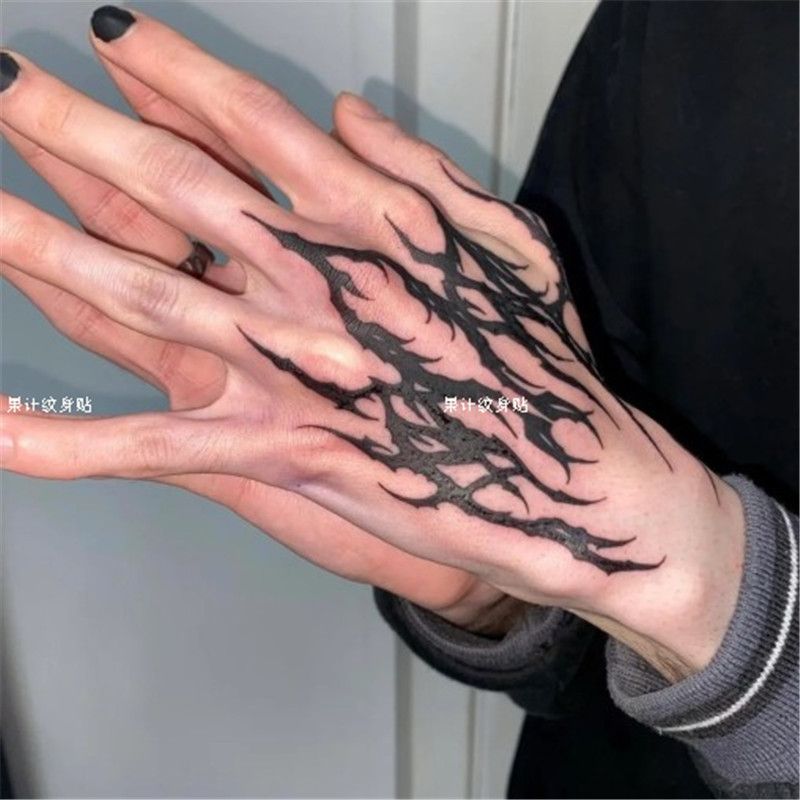 Punk Temporäre Tattoo Aufkleber Mann Hand Rückseite Gefälschte Tattoos Günstige Waren Goth Dauerhafte Tattoo Aufkleber Festival Kunst Spinne Tatuaje – Detail 3