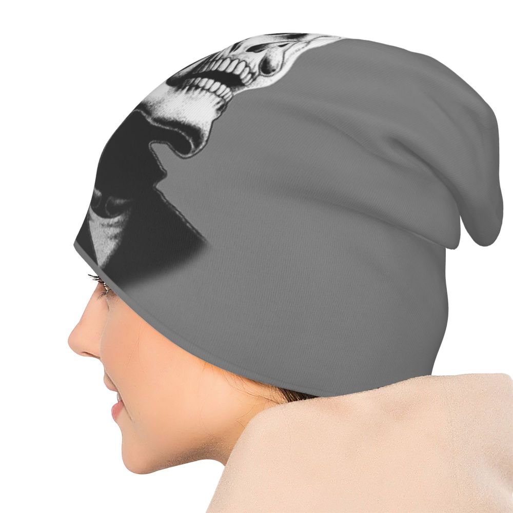 Hot Leathers Skull With Wings Grey Knit Cap