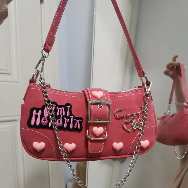 Y2K Vintage Korean Small Chain Shoulder Bag Heart Shaped Purse