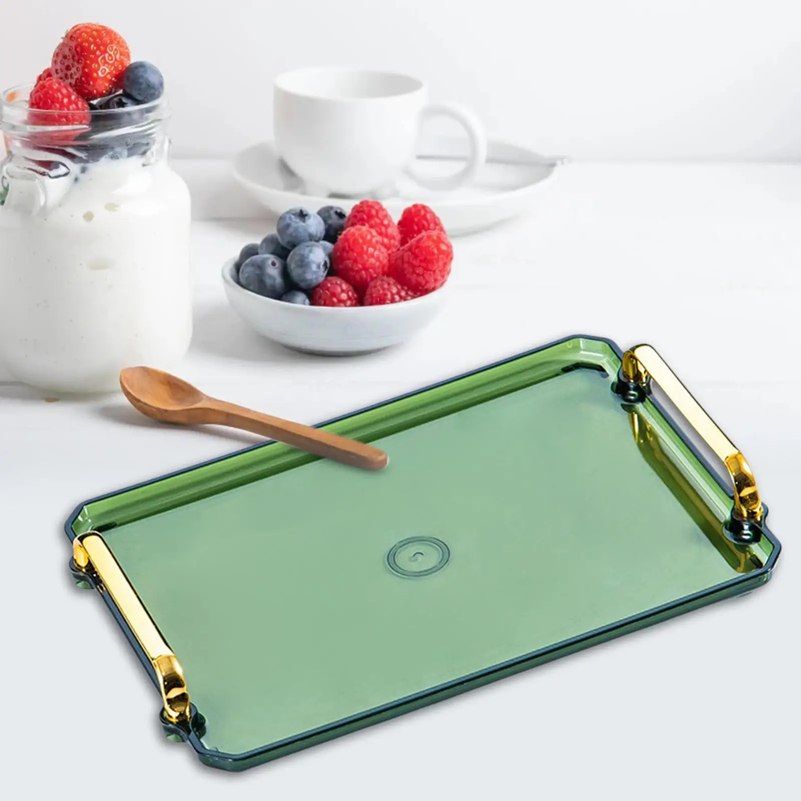 Modern Elegant Fruit Dessert Tray with Handles Restaurant Serving Tray for Table