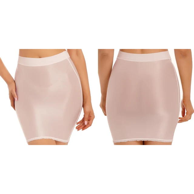 Womens Glossy Bodycon Pencil Skirt Solid Color Stretchy High Waist Mini  Skirt Clubwear - AliExpress
