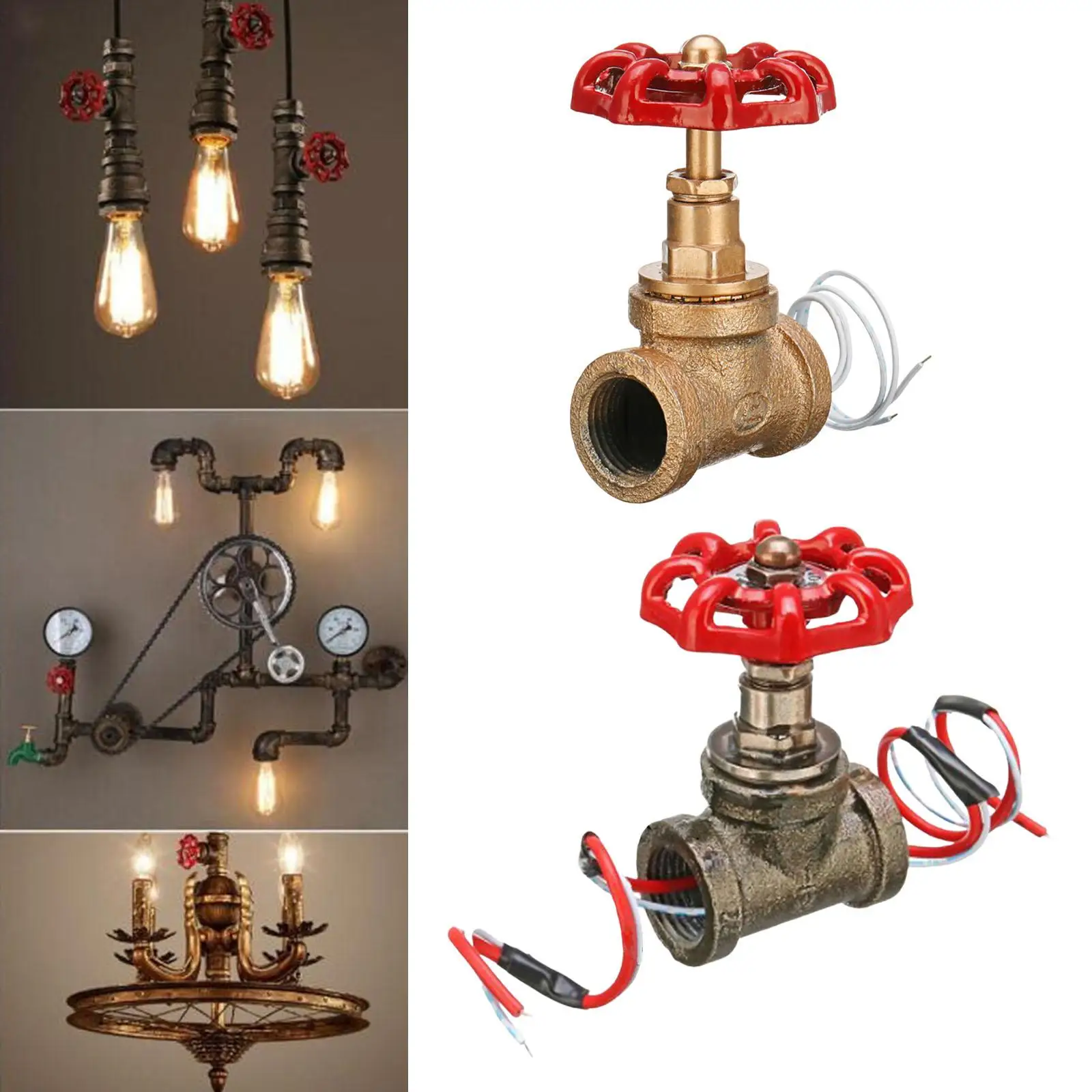 Vintage Industrial Light Switch Parts with Wire Fixtures Stop Valve Easy Install for Home Bar Club