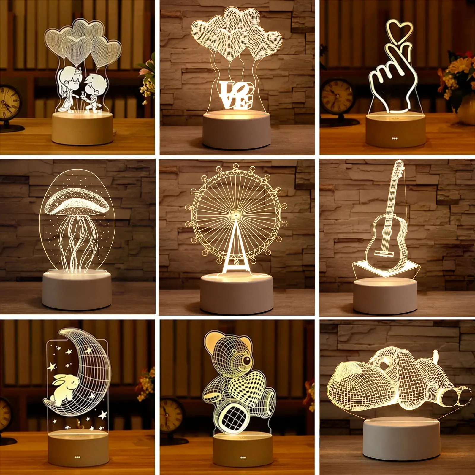 3D Lamp Acrylic USB LED Night Lights Neon Sign Lamp Xmas Christmas Decorations for Home Bedroom Birthday Decor Wedding Gifts