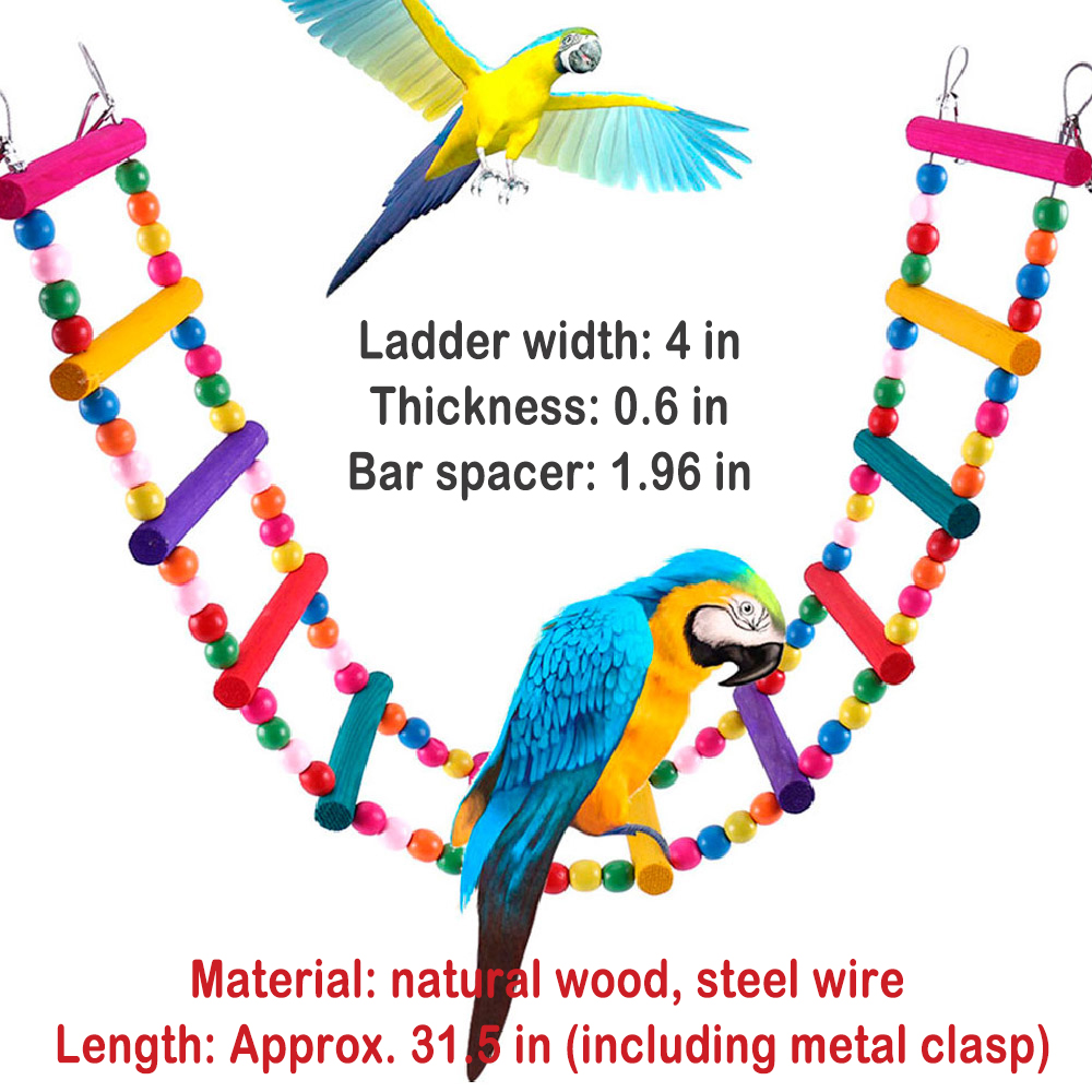 Title 2, Birds Swing Ladder Toys Hemp Rope Net Pet Parro...