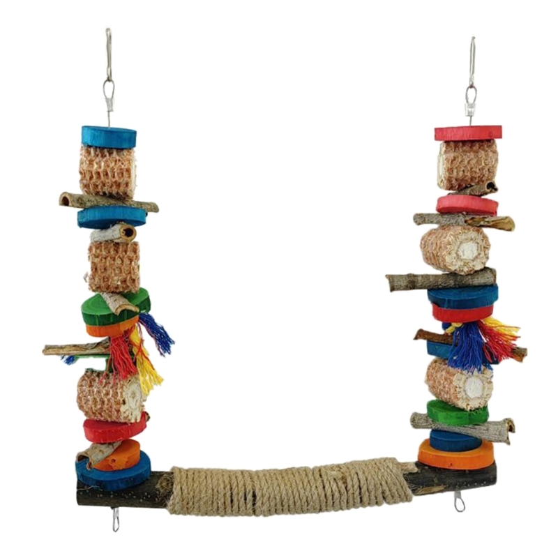 Title 1, Bird Swing for Cage Parrot Perch Natural Wood S...