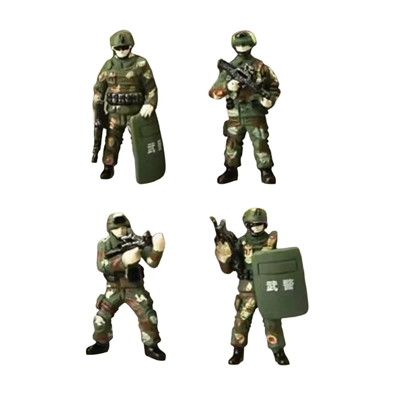 4 Pieces 1:64 Scale Tiny People Model Special Forces Model Figures Painted Action Figures Soldiers Toys for DIY Projects S Scale