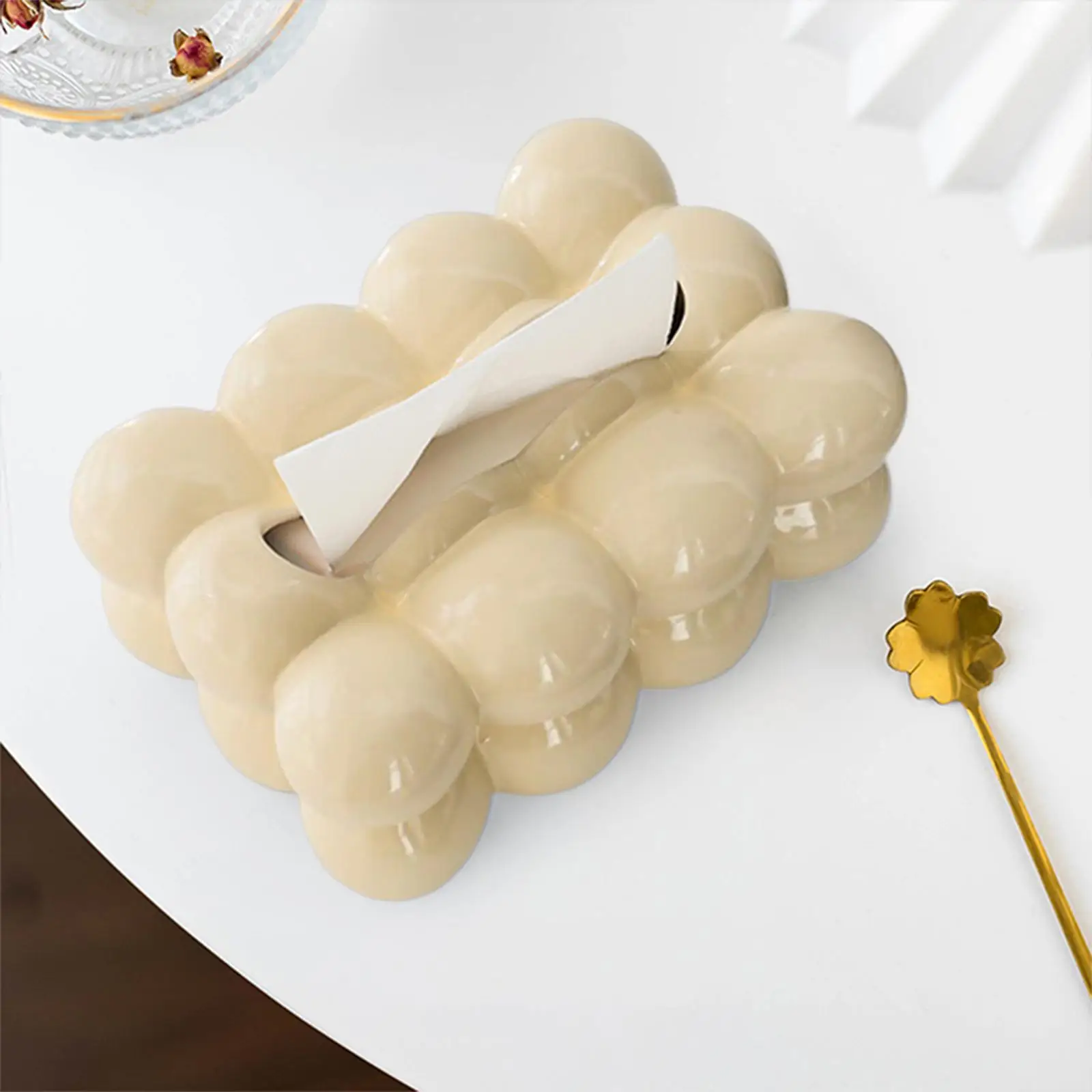 Egg Shaped Napkin Case Holder Storage Box Dispenser Ceramic Chic Tissue Box Cover for Living Room Cafe Decor