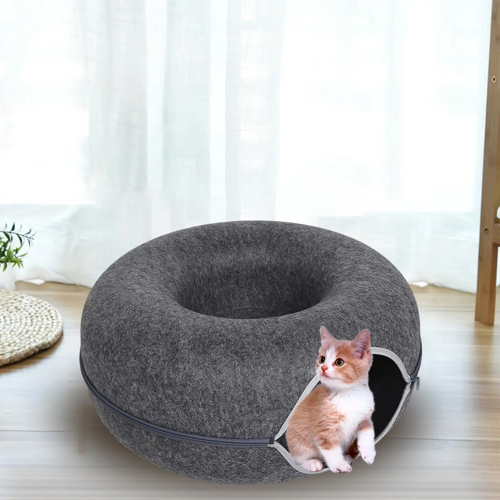 Felt Cave for Cat Removable Indoor Cats Washable Hideaway Cave Nest Tunnel