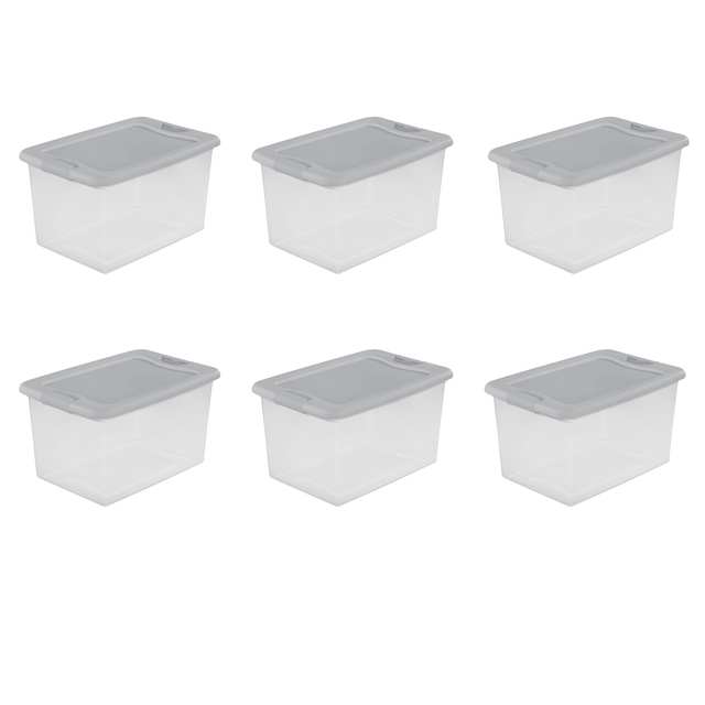 Sterilite 64 qt. Latching Box Plastic, Silver Tint