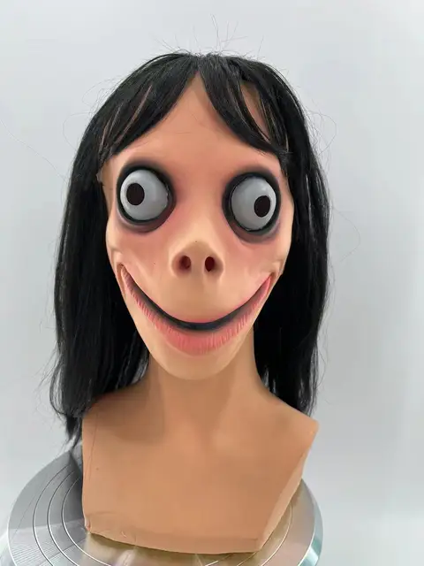 MoMo Desafio Meme Horror Assustador Chapelaria Halloween Bola Cosplay  Adereços V-Shaped Boca Máscara com Cabelo - AliExpress