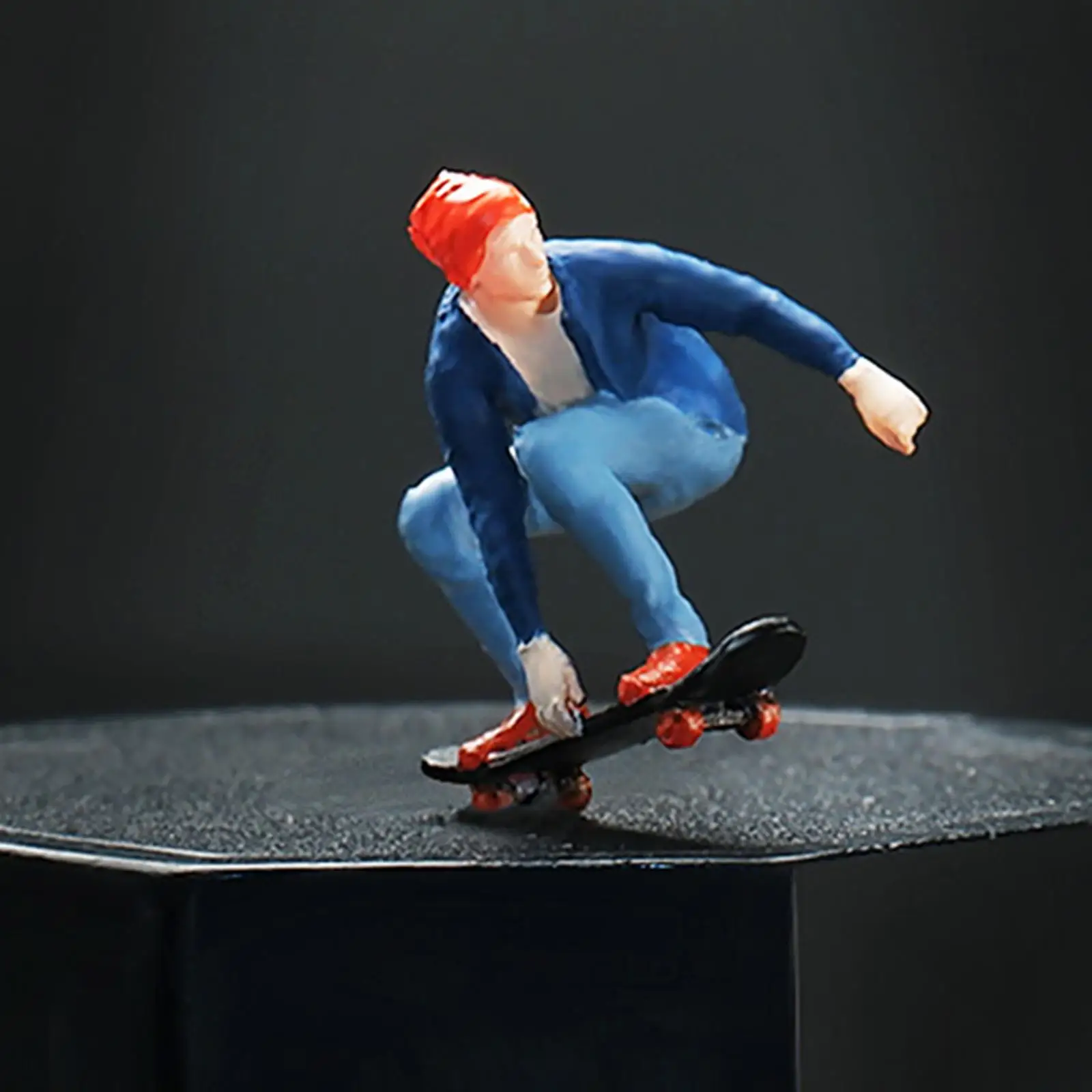 1/64 Miniature Figure Skateboard Man Painted Model Building Kits for Architecture Model Collections DIY Projects Street Railway