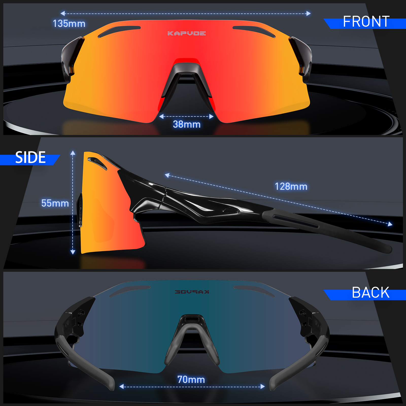 Lunettes De Cyclisme Polarisées Kapvoe Avec 5 Verres Interchangeables - Cadre Vert/rose
