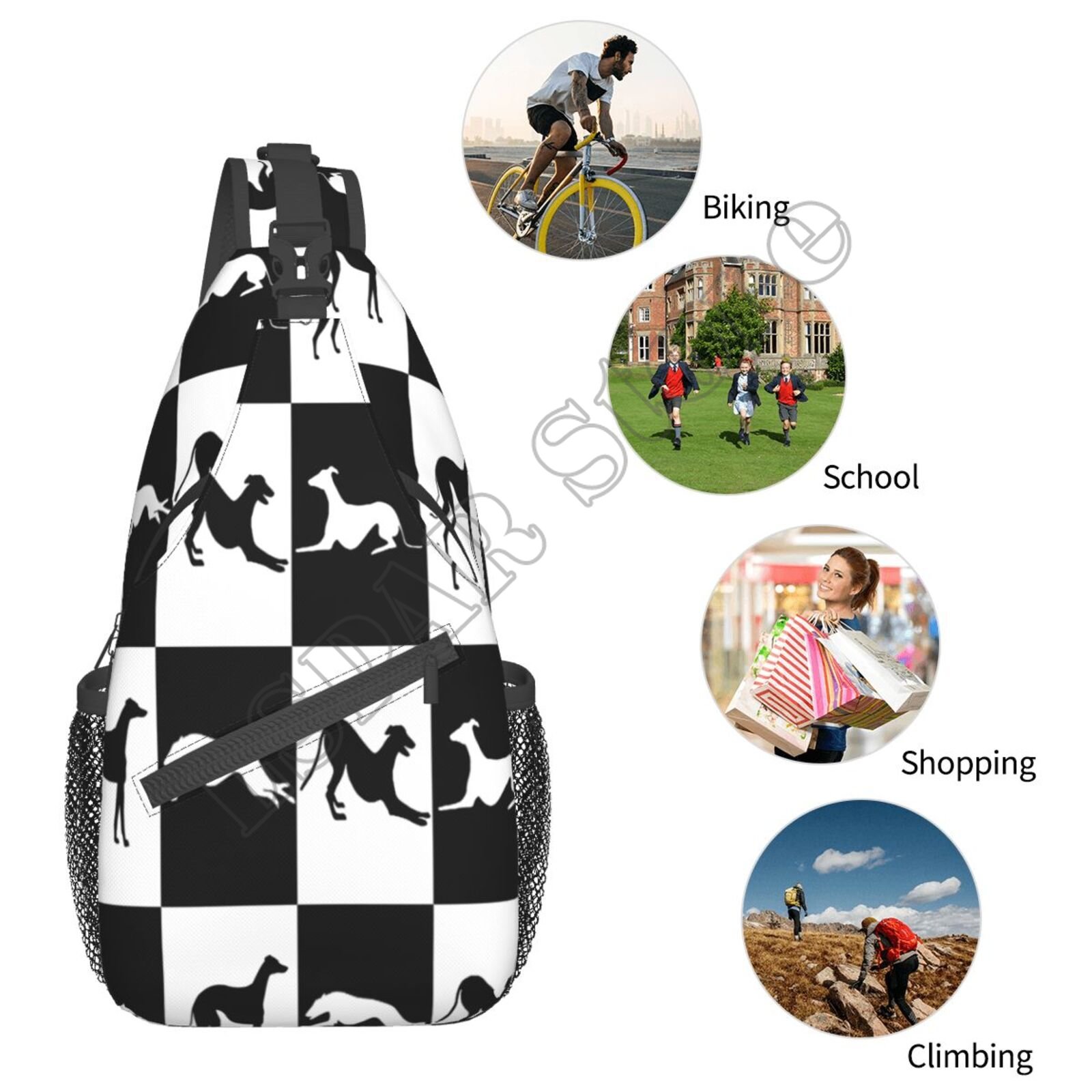 silhuetas galgo, mochila casual Whippet Sighthound Shoulder para caminhada