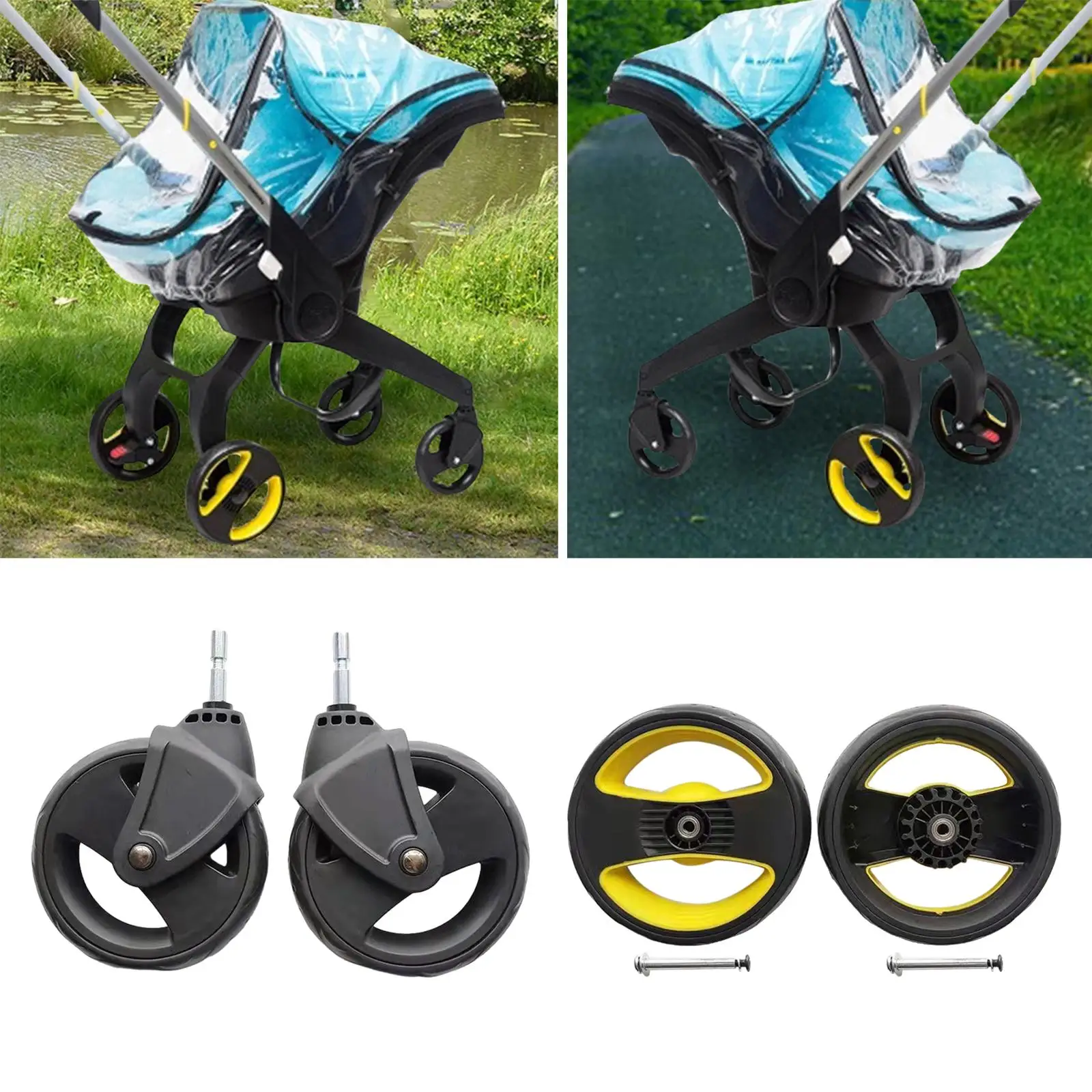 Baby Trolley Wheels Universal Upgrade Parts Tire Accessories for Kids Carriage Repairing Rubber 1 Pair Baby Cart Wheel Trolley