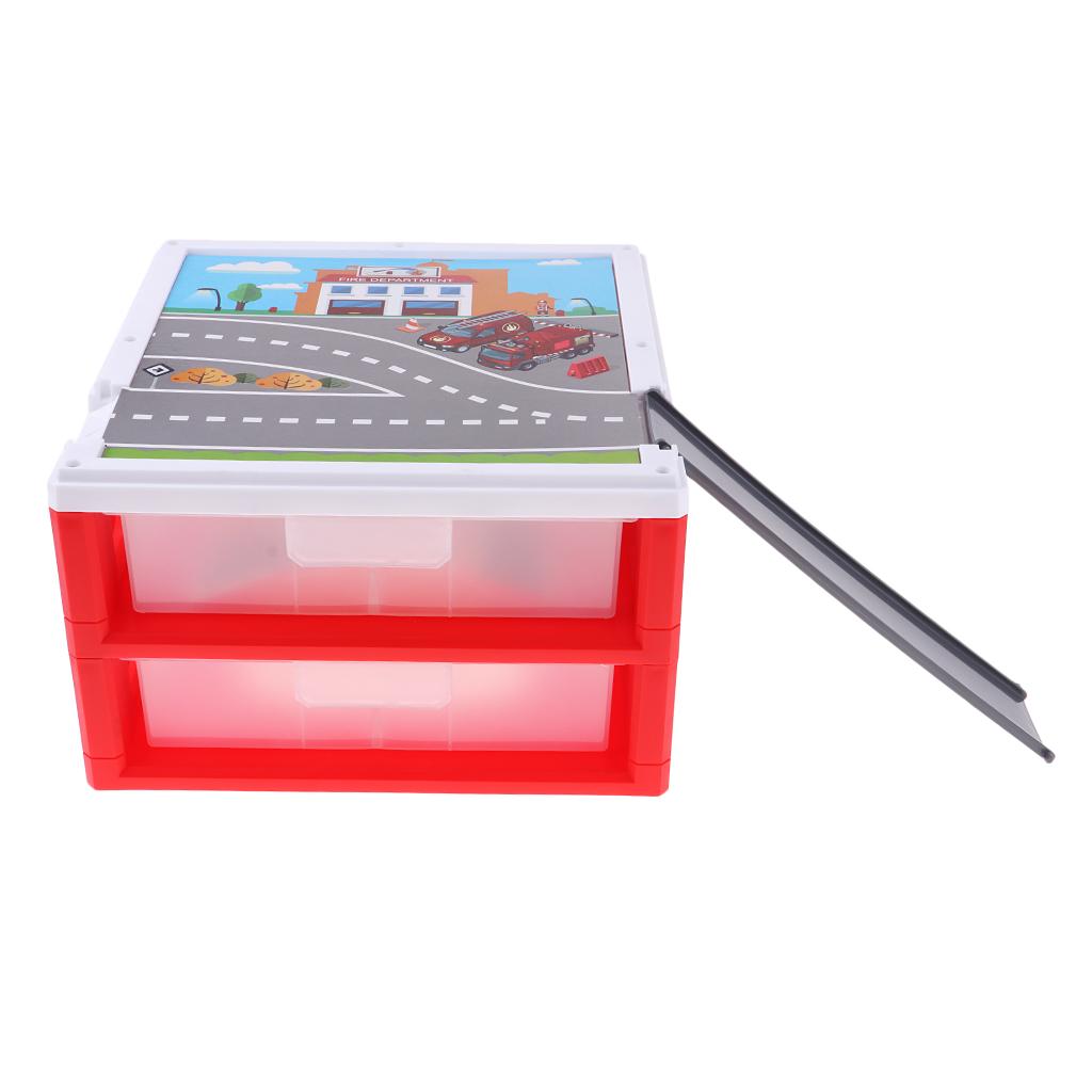 Mini Parking Lot Vehicle Storage Box Toy Vehicle Garages Red