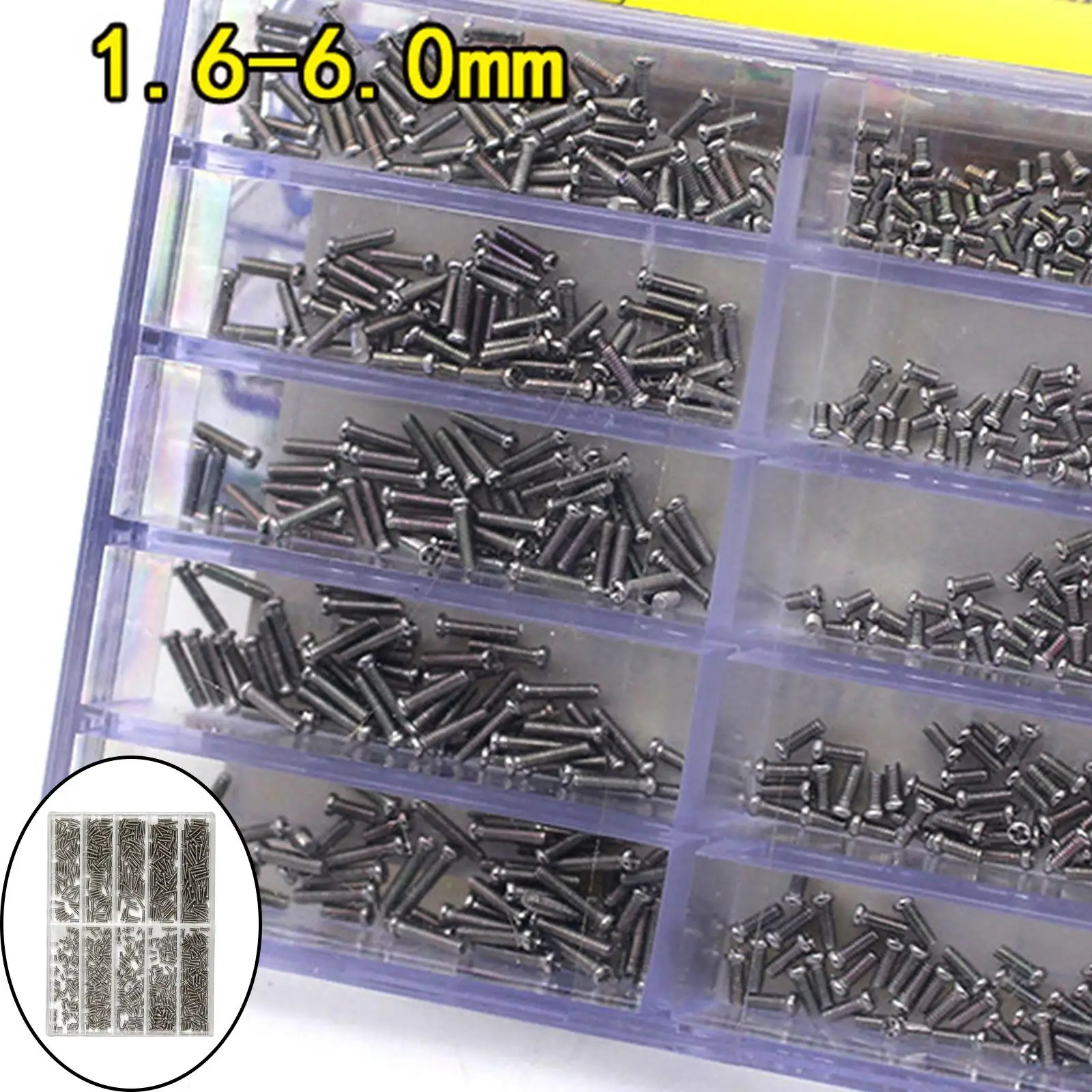 500PCS Cover Screw 1.6mm-6.0mm Assortment Size Stainless Steel, 10 Different Sizes, High Performance