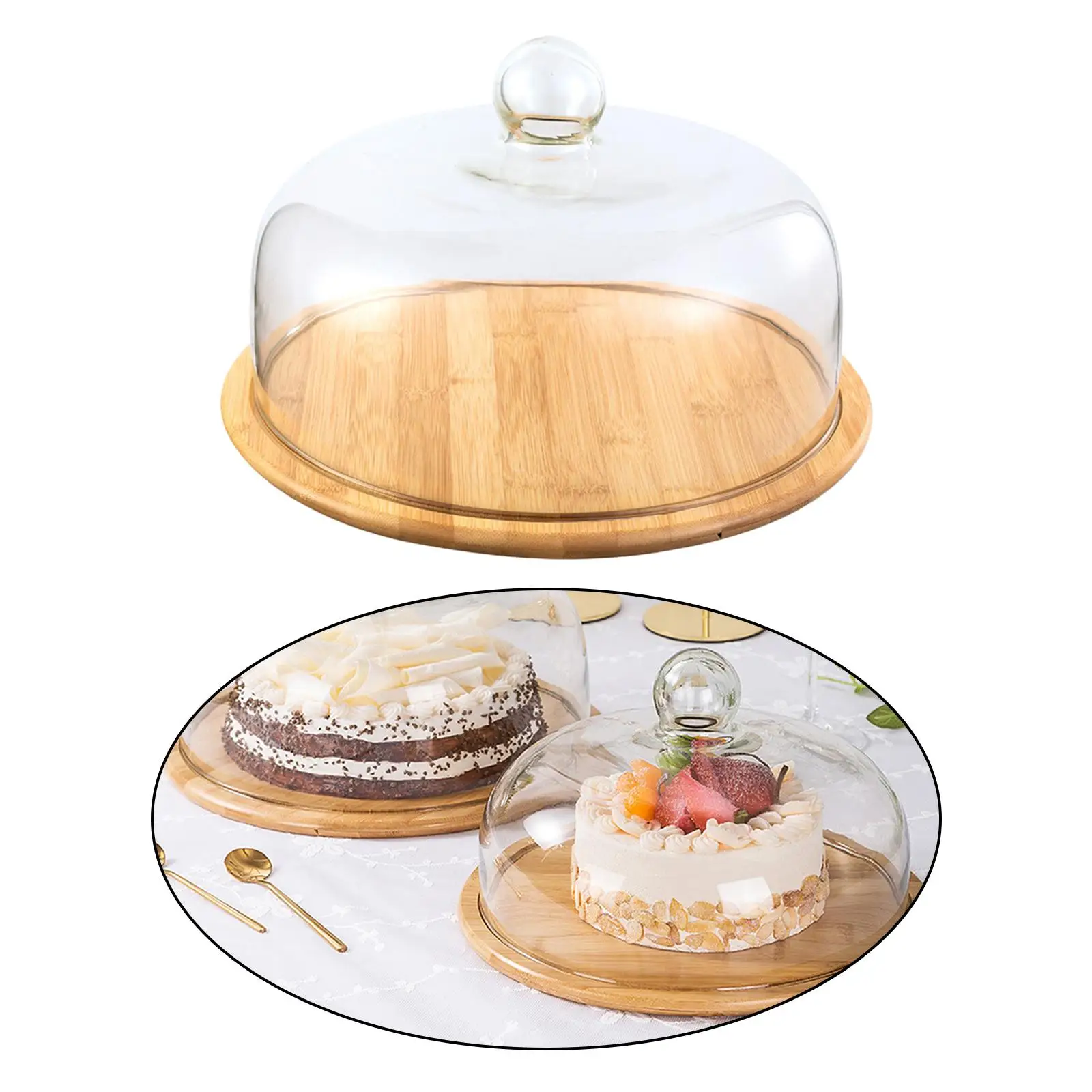 Nordic Glass Cover Serving Tray Cake Stand w/ Cover Party Decor Dinnerware