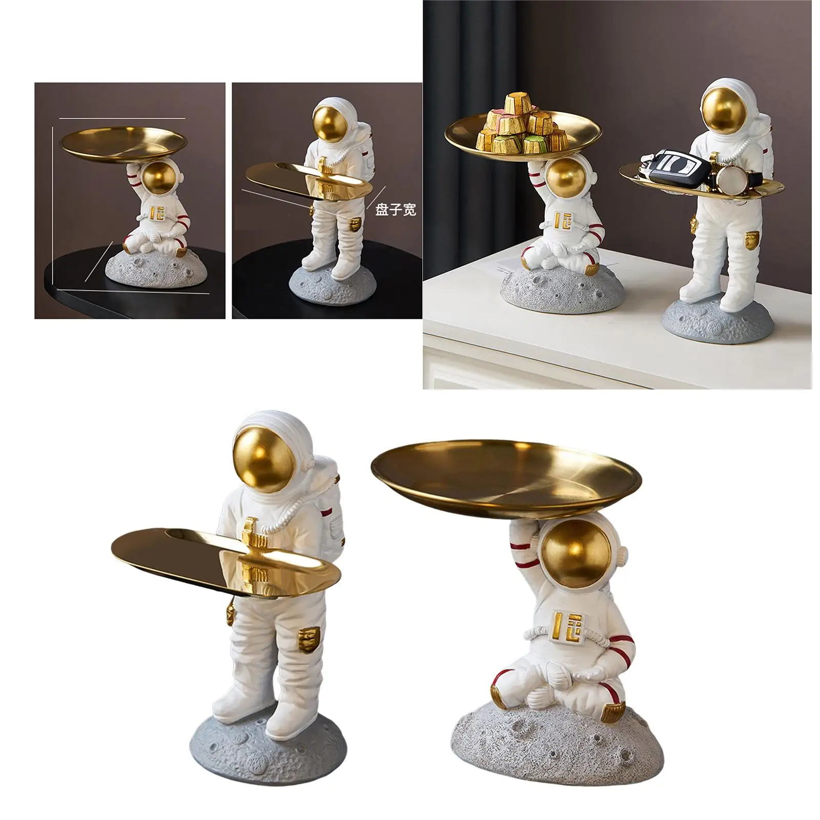 Resin Astronaut Sculptures Decorative Tray Tabletop Porch Cafe Party Entrance Hotel Creative Spaceman Figurines Statues Decor