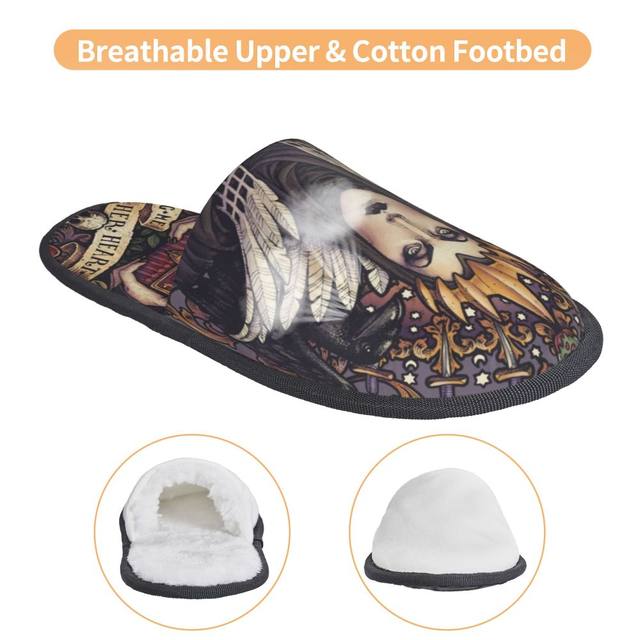 Custom Witch Pattern Soft Memory Foam House Slippers Women
