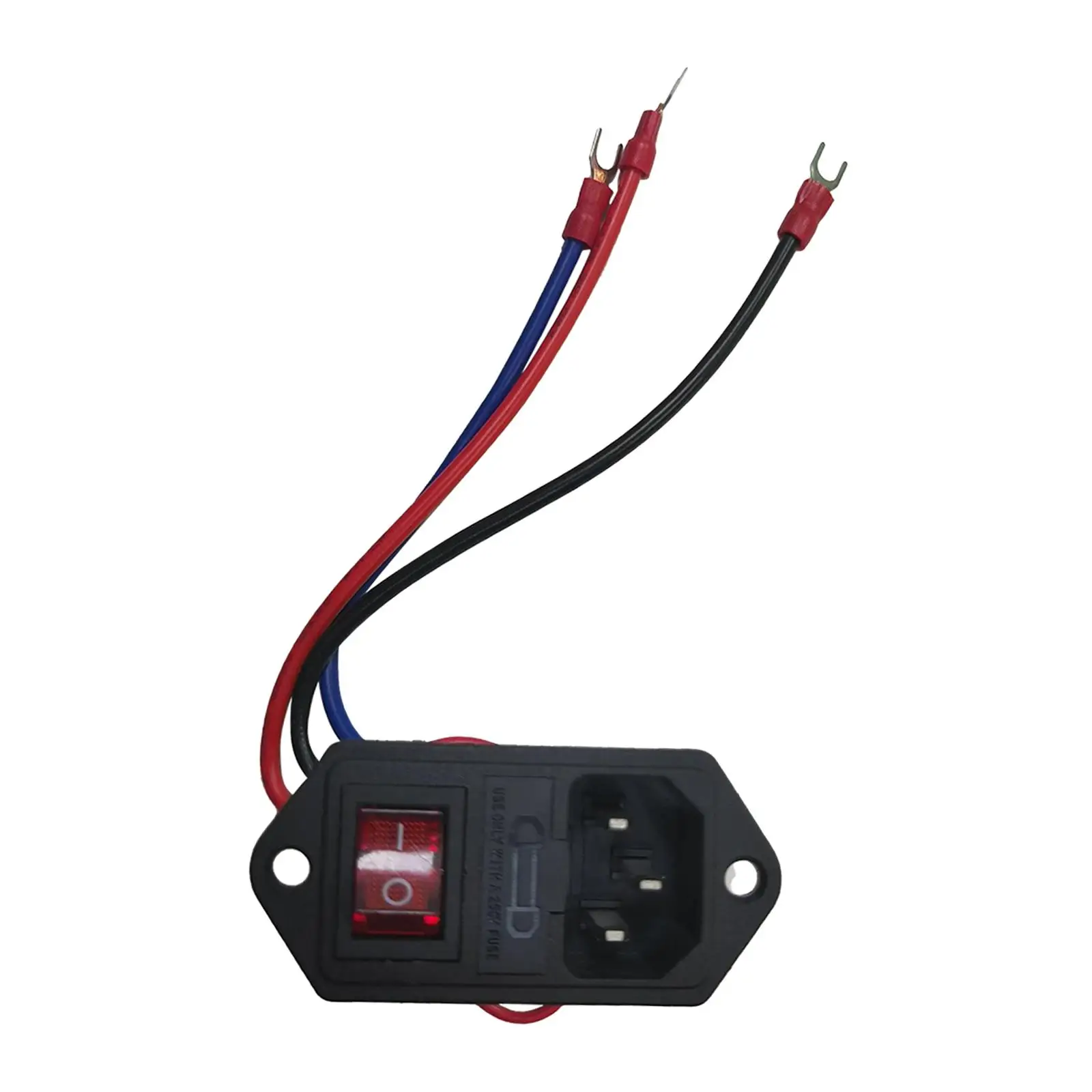 10A 250V Power Socket Inlet Module AC Socket Fuse Swtich with Red Triple Rocker Switch 3D Printer Power Switch Fuse Switch