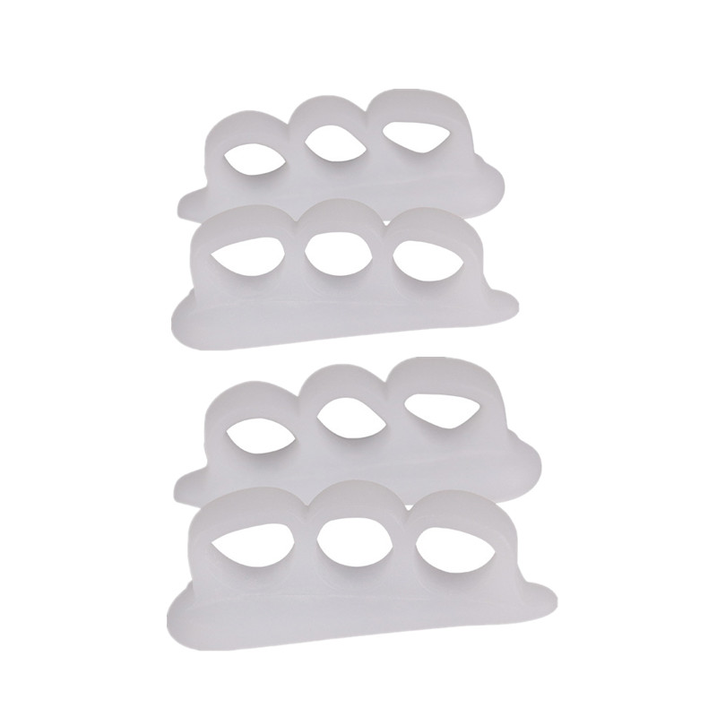 4 stücke = 2 paar Drei Löcher Silikon Bunion Fußpflege Haarglätter Orthopädische Zehenspreizer Finger Korrektur Spreizer Schutz Pad – Detail 11