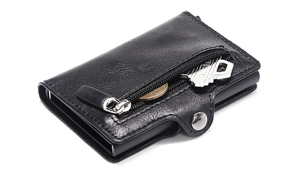 Carbon Fiber RFID Blocking Leather Wallet - Mens Credit Card Holder Case