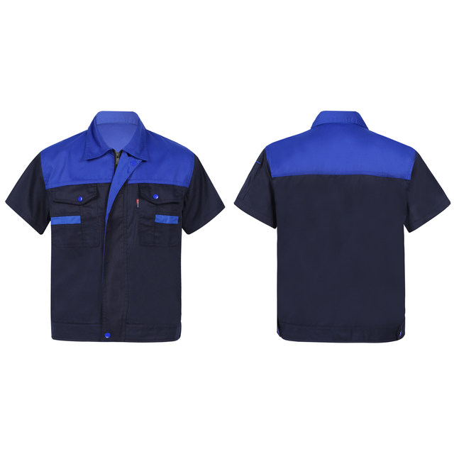 Mens Workshop Shirt Uniform Short Sleeve Zipper Factory Work